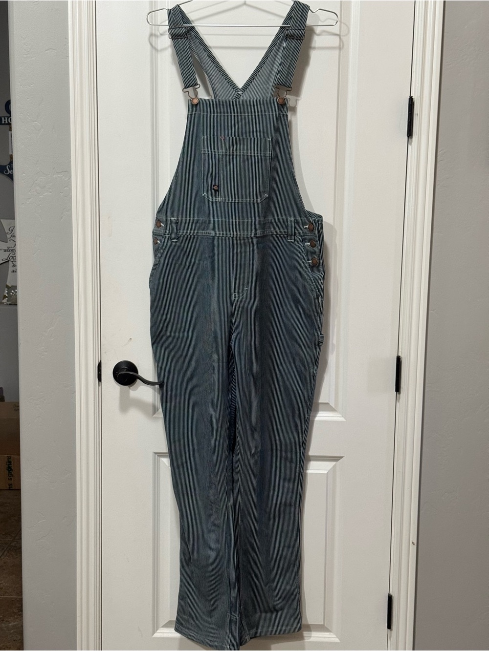 Dickies Striped Blue and White Work overalls railroad size L W 20” IS 31 unisex